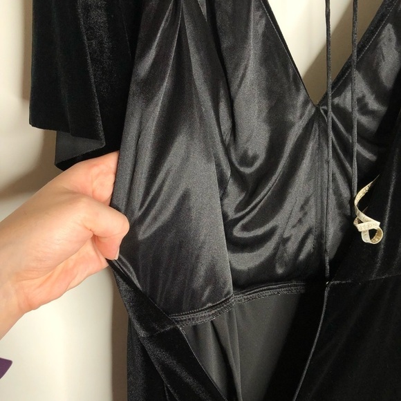 JENNY YOO Ellis Black Velvet Stretchy Long Bridesmaid Winter Wedding Gown Dress - Picture 9 of 15